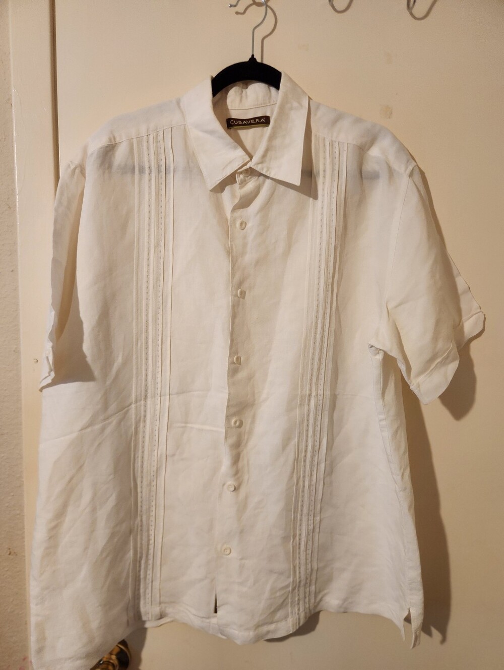 Cubavera White Short-Sleeve Button-Down Guayabera Shirt Sz XL